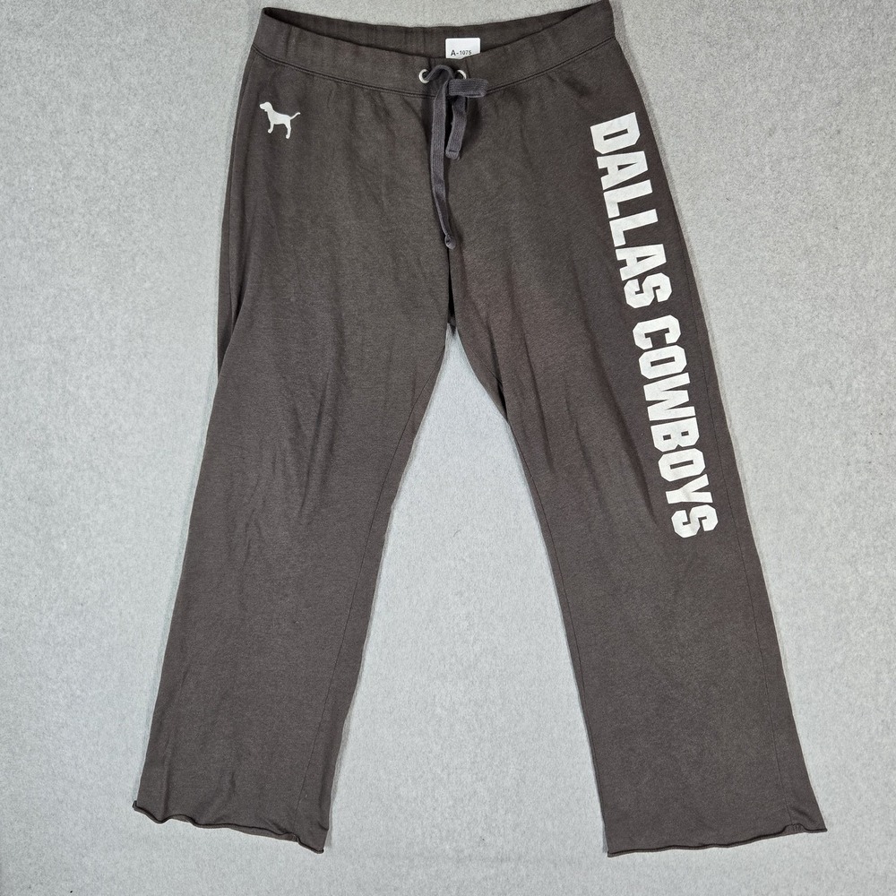 Dallas Cowboys Women Pants S Gray PINK Victoria's Secret Sleepwear Graphic